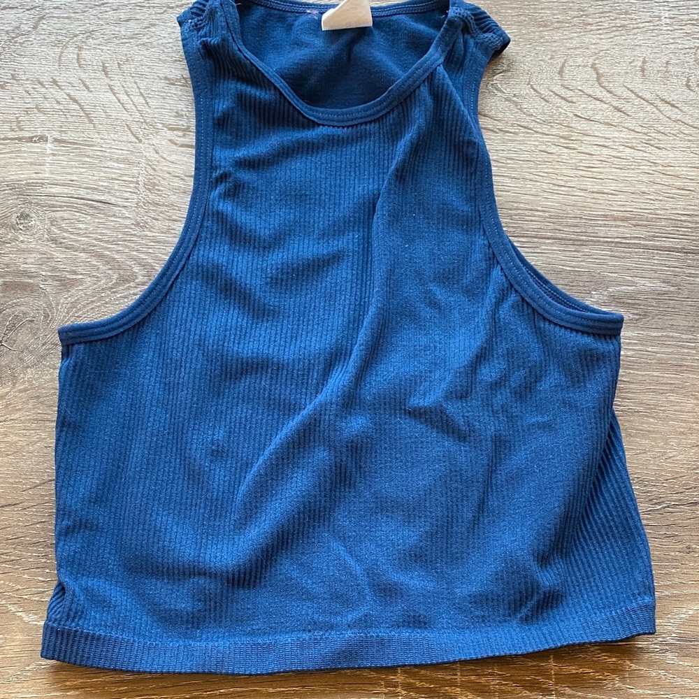 Navy Ribbed Tank Top - Picture 3 of 6